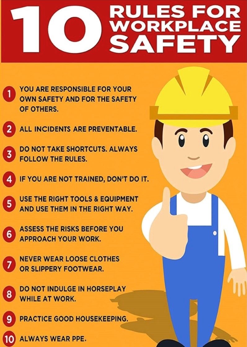 Poster: 10 Rules for Workplace Safety - Cornett's Corner