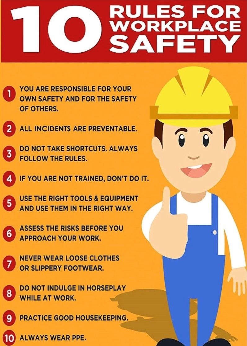 10 Rules For Workplace Safety Workplace Safety Safety Rules – Lights ...